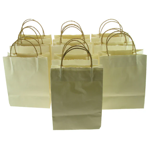 Handmade Recycled Paper Bags. 10 pack White Large - Image 2