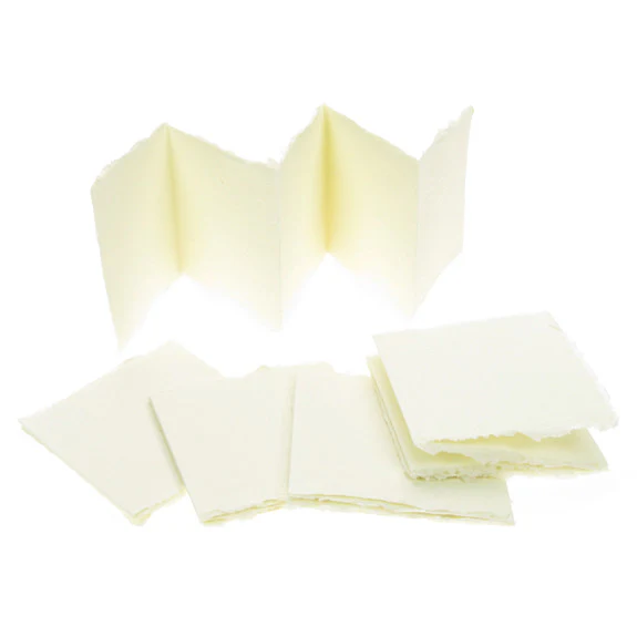 Handmade Recycled Paper. Zigzag sheets 7.5cm x 7.5cm, 210gsm, pack of five.