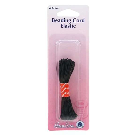 Hemline Beading Cord Elastic Black 4.5 meters