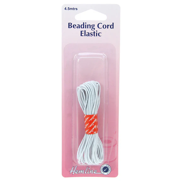 Hemline Beading Cord Elastic White 4.5 meters