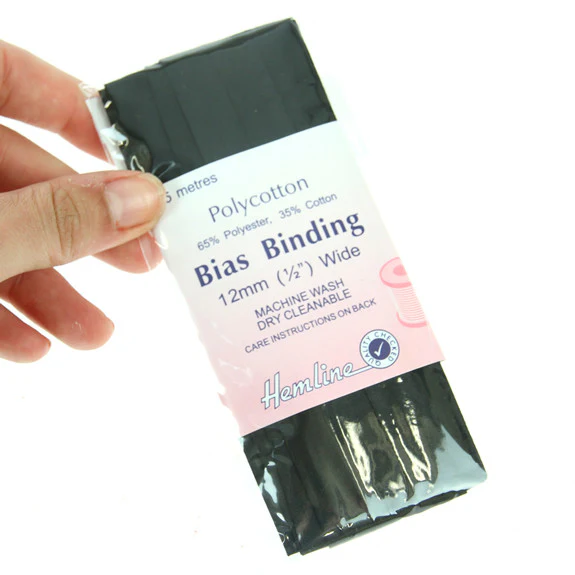 Hemline Bias Binding 12mm Black - Image 2
