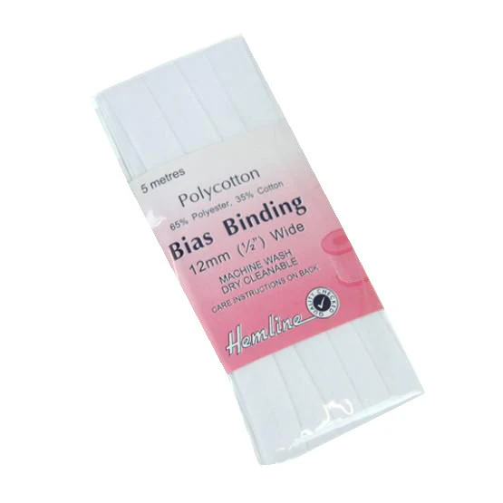 Hemline Bias Binding 12mm White