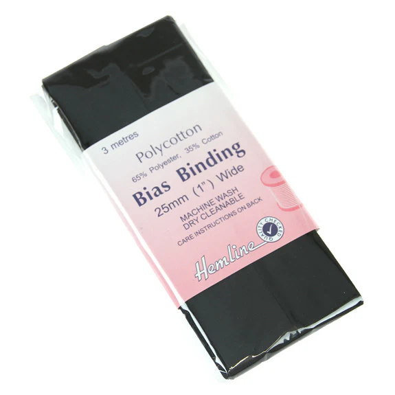 Hemline Bias Binding 25mm Black