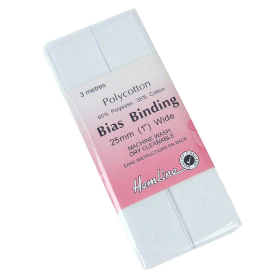 Hemline Bias Binding 25mm White