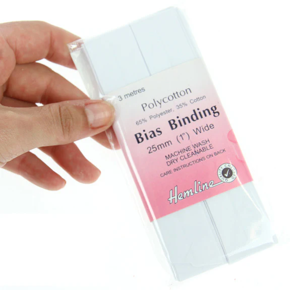 Hemline Bias Binding 25mm White - Image 2