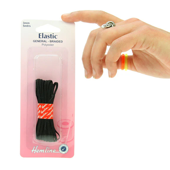 Hemline - Flat Elastic - 3mm Black - Image 2