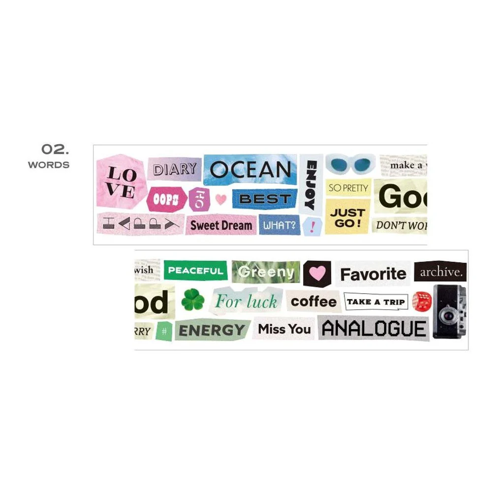 Iconic Vintage Magazine Collage Kiss-Cut Tape - Words