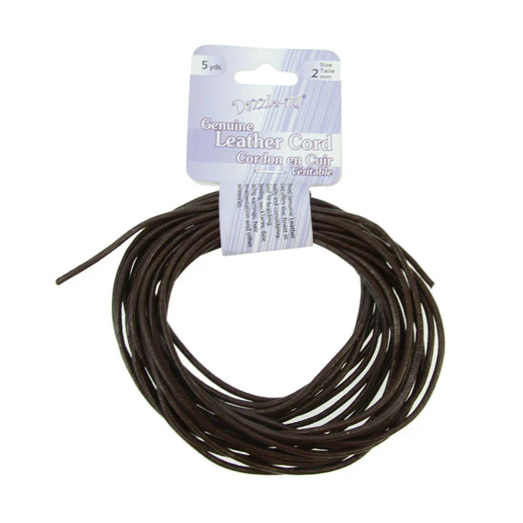 Leather Cord 2mm Round 5yds Brown