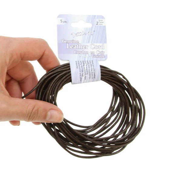 Leather Cord 2mm Round 5yds Brown - Image 2