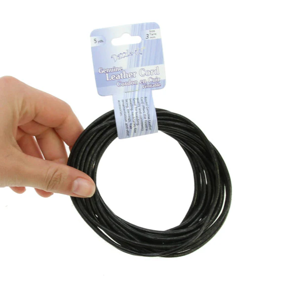 Leather Cord 3mm Round 5yds Black - Image 2