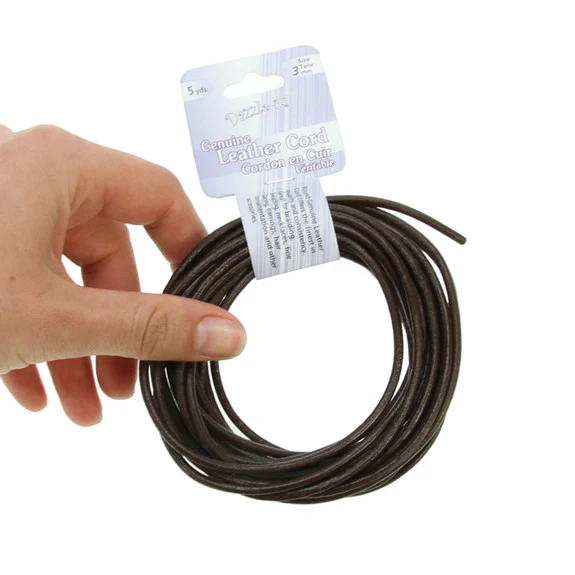 Leather Cord 3mm Round 5yds Brown - Image 2