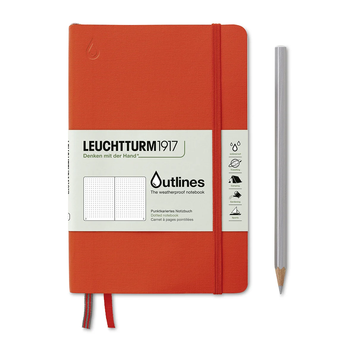 Leuchtturm1917 - Signal Orange Outlines Notebook Paperback 150 g/m² nautical chart paper 89 p. dotted