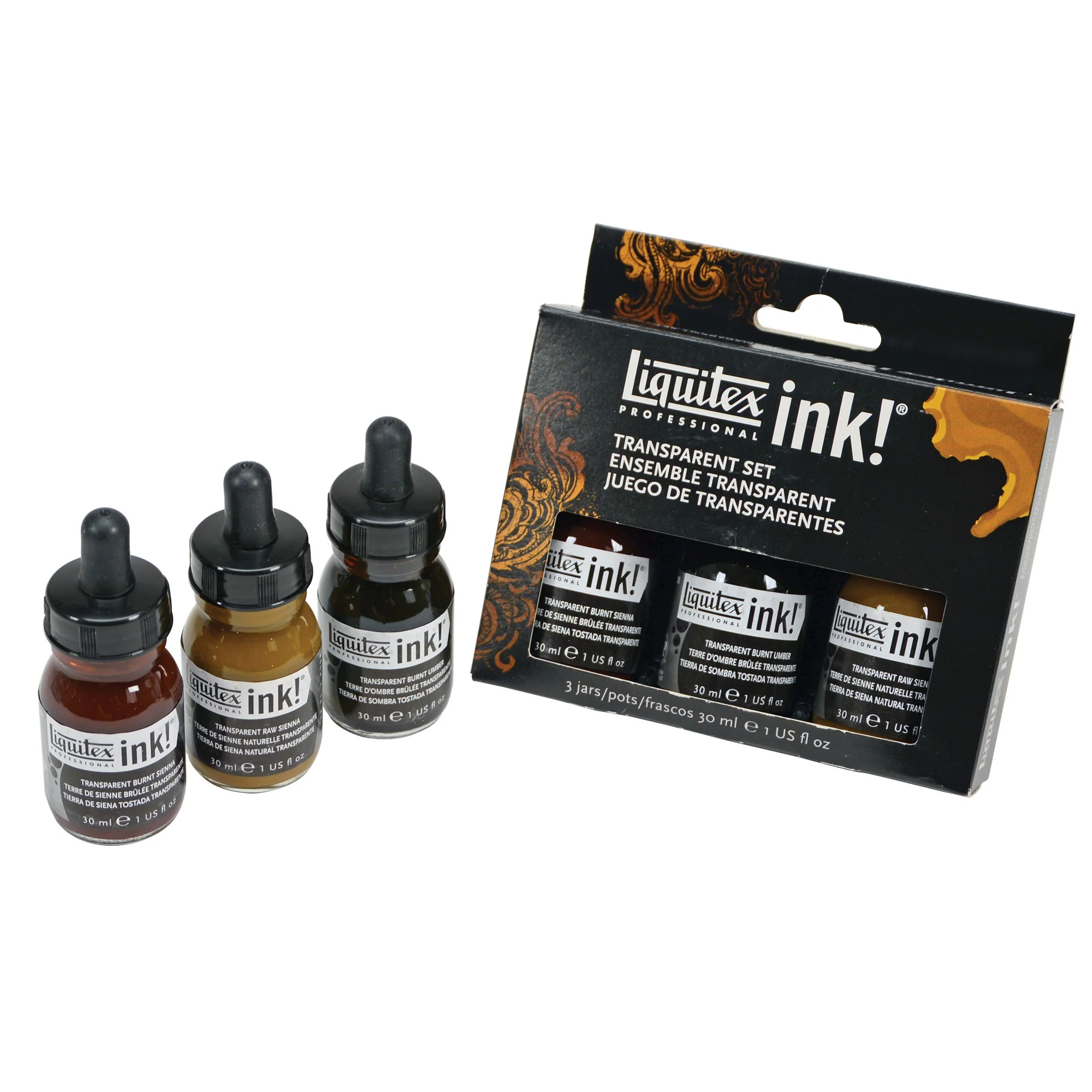 LQX Pro Acrylic Ink 30ml Transparent Set 3 x 30ml