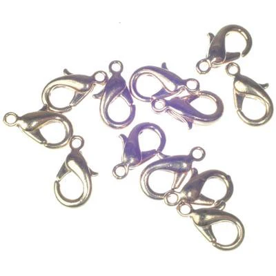 Lobster Clasp 12mm Gilt 12 Pack (AKA Caribineers)