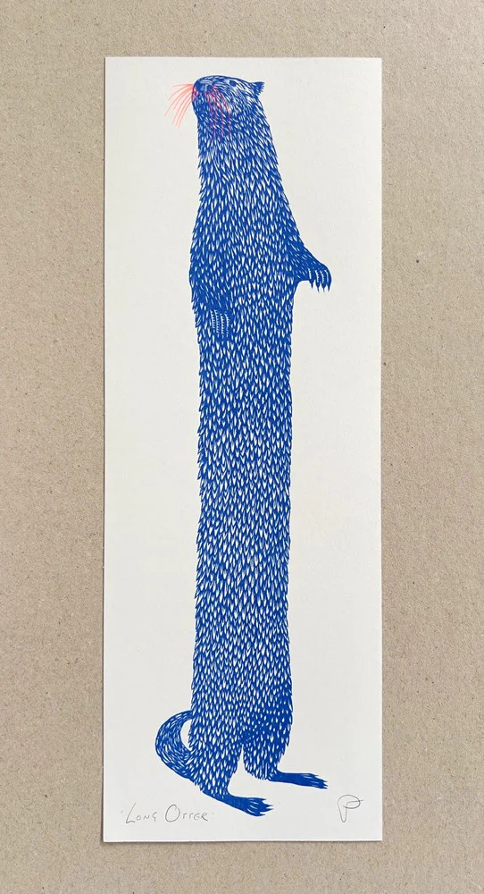 Long Otter Print - Blue