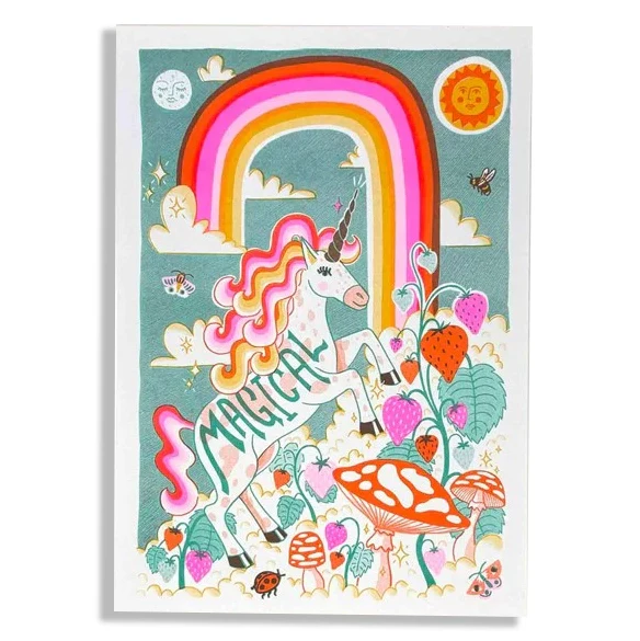 Magical Unicorn A4 Risograph Print