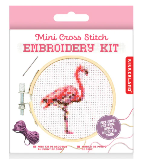 Mini Cross Stitch Embroidery Kit Flamingo