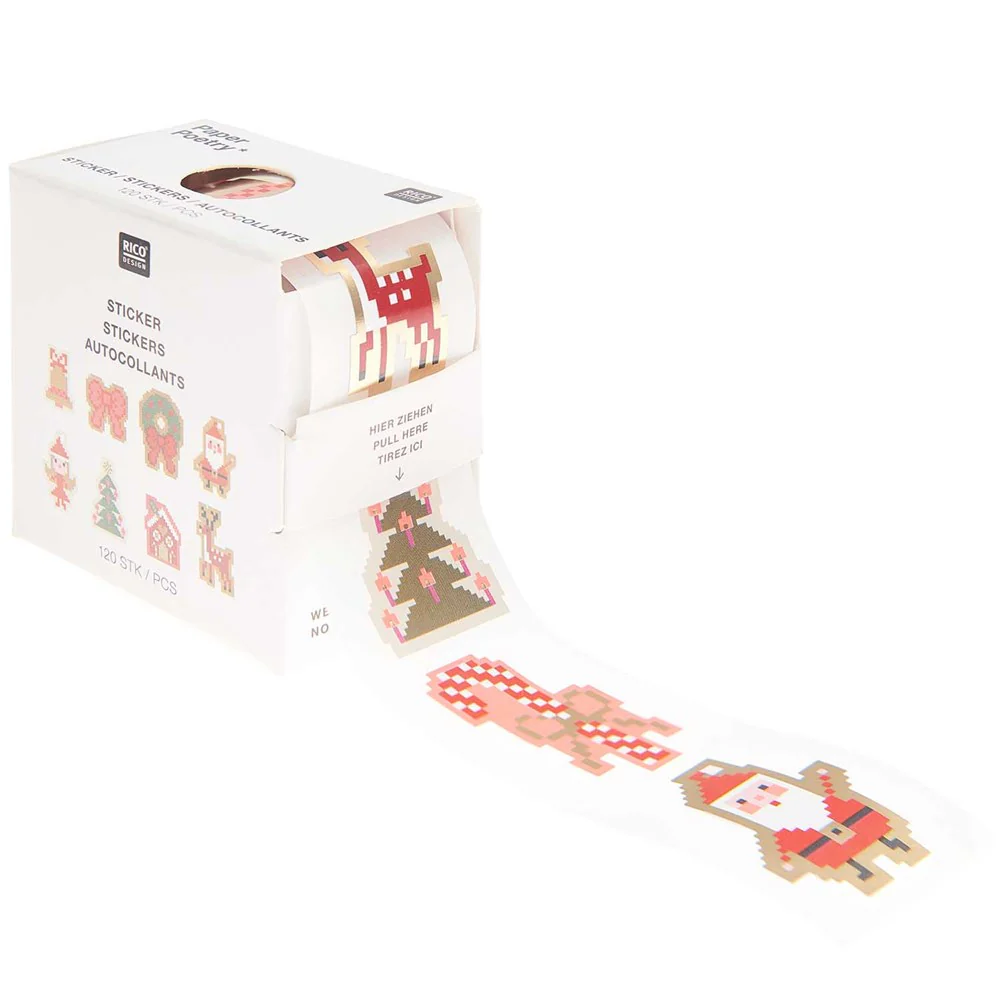 Paper Poetry Figures Pixel Christmas Mini Stickers Roll