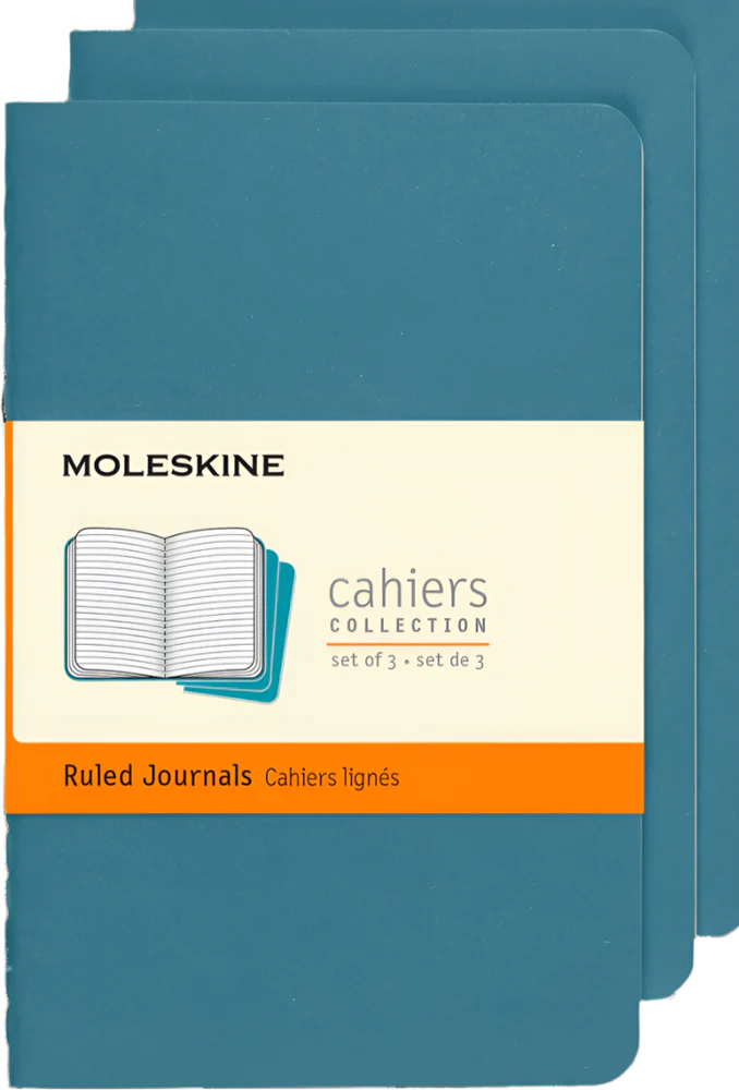 Moleskine Cahier Pocket Journals Brisk Blue 3 Pack Ruled