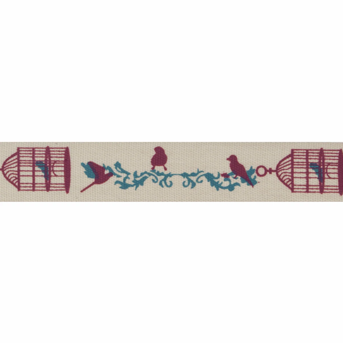 Natural Trim- 5m x 15mm - Birdcages - Plum & Blue