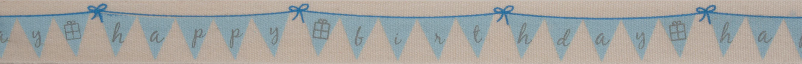 Natural Trim- Happy Birthday Bunting - Blue - 5m x 15mm