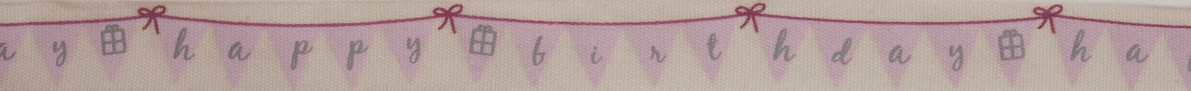 Natural Trim- Happy Birthday Bunting - Pink - 5m x 15mm