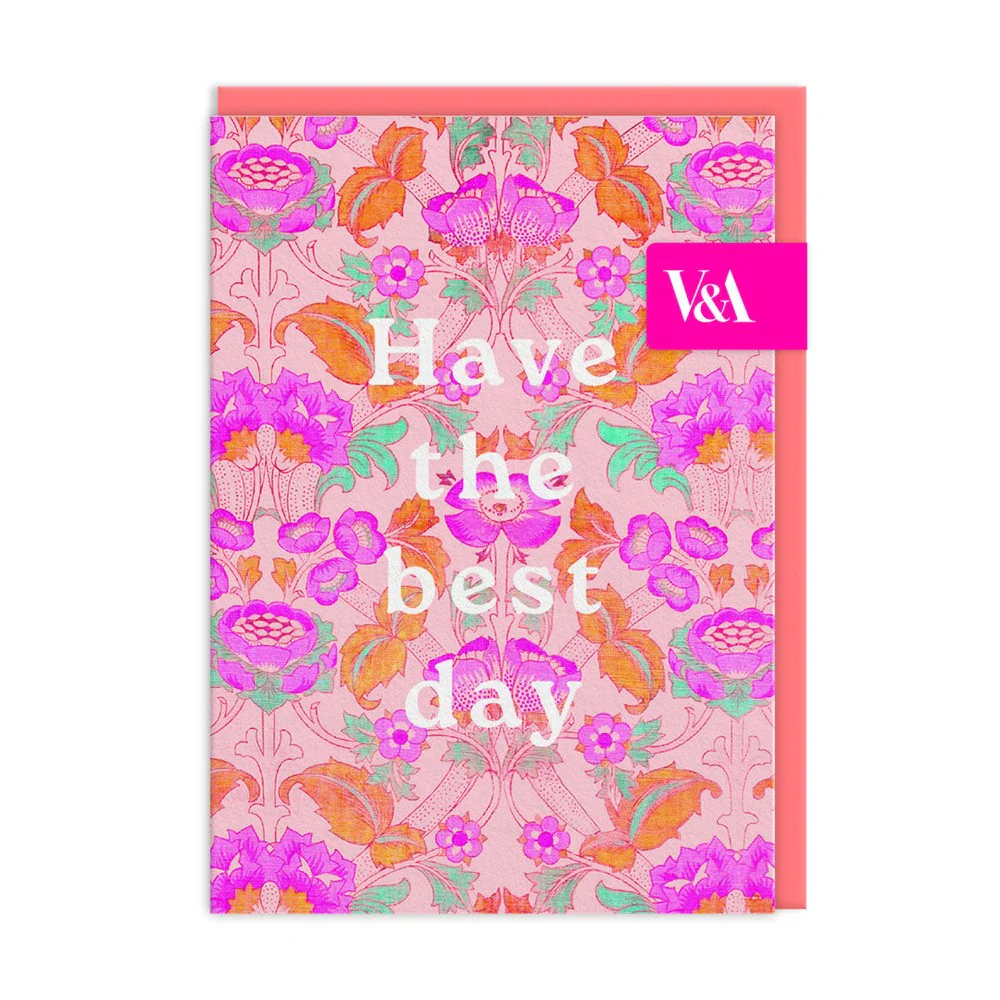 Neon Floral Pink Greeting Card