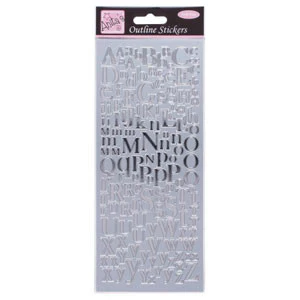 Outline Stickers Mixed Serif Alphabets Silver