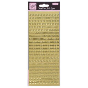 Outline Stickers Small Letters Gold
