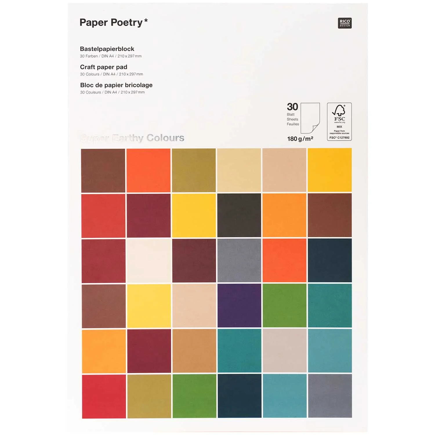 Paper Poetry Craft Paper Pad A4 Super Earthy Colours