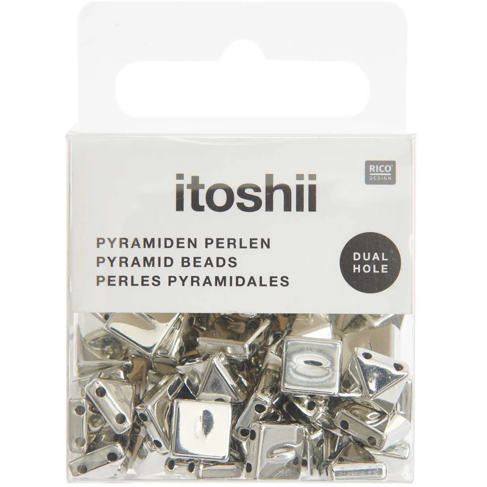 Itoshii Pyramid Beads Square Silver Small