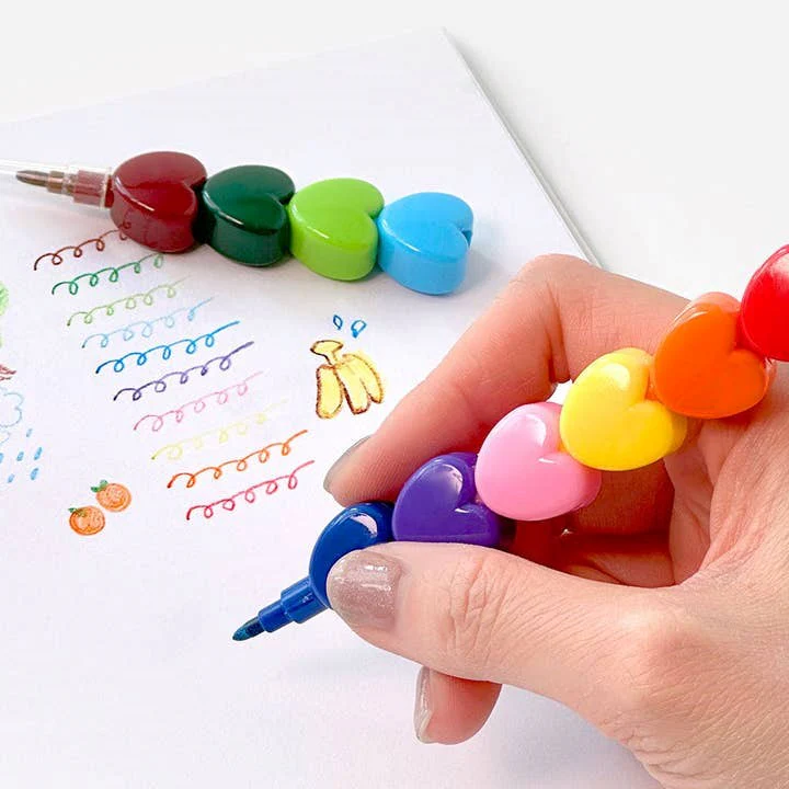 Rainbow Heart Stackable Crayon Pen - Image 2