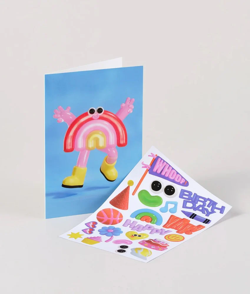 Rainbow Kids Sticker Card