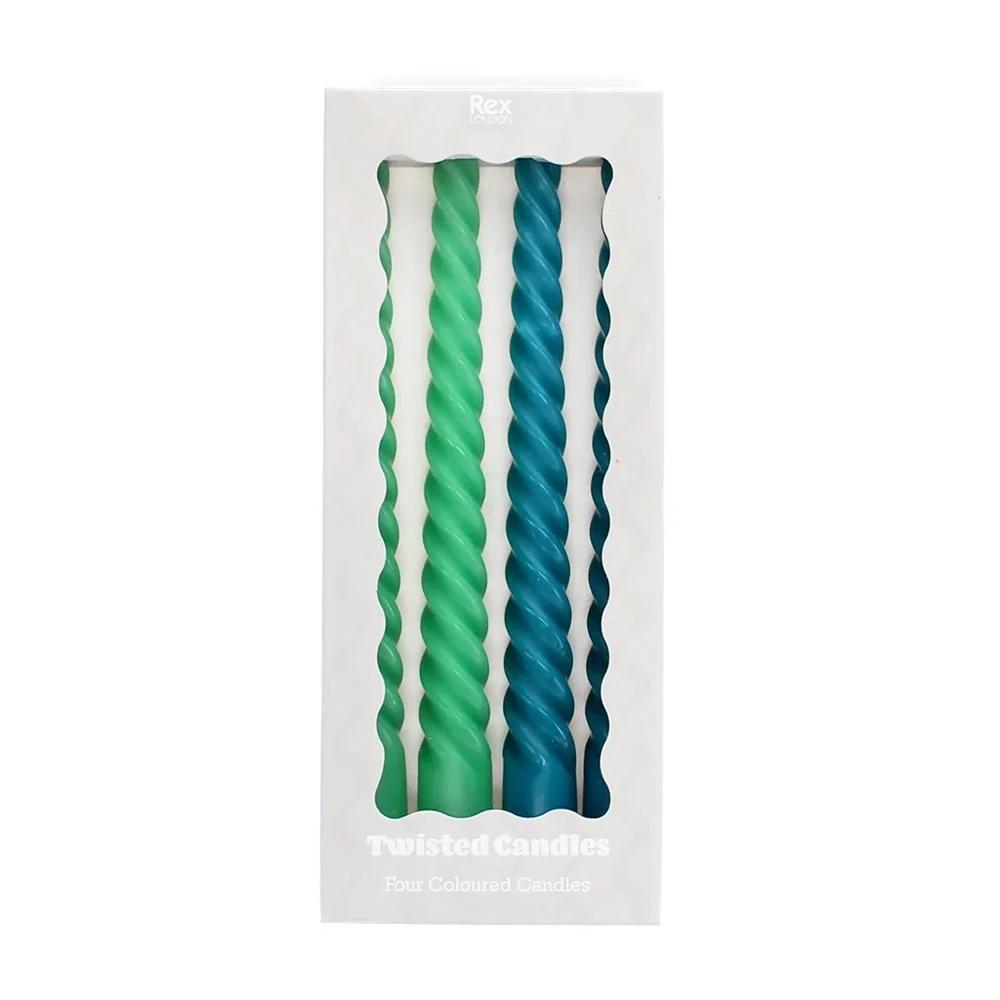 Rex Twisted Candles (4) - Green and Blue - Image 2