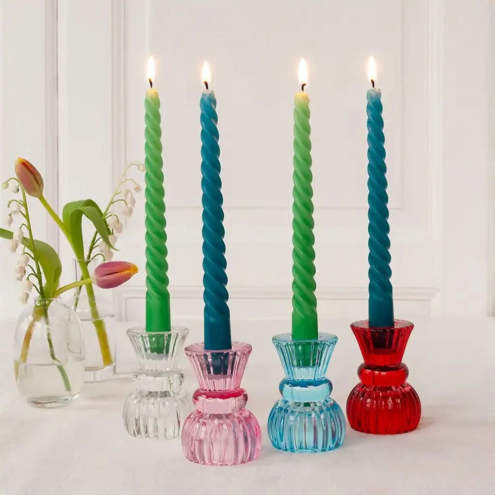 Rex Twisted Candles (4) - Green and Blue - Image 3