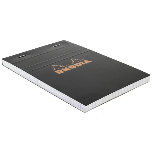Rhodia Black Head Stapled Pad 10.5X14.8Cm 5X5 132009C