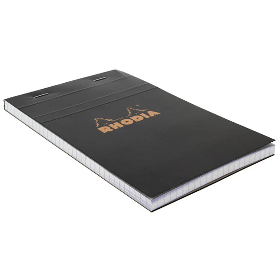 Rhodia Black Head Stapled Pad 11X17Cm Sq.5X5 142009C