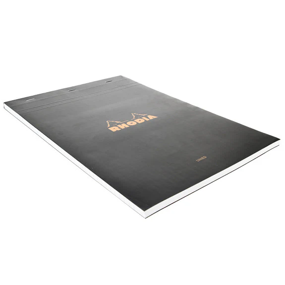 Rhodia Black Head Stapled Pad 21X29.7Cm Lined & Margin 186009C