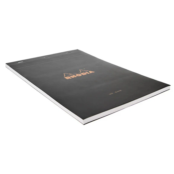 Rhodia Black Head Stapled Pad 21X29.7Cm Sq.Plain 180009