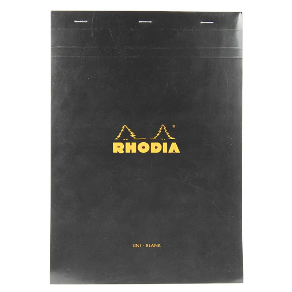 Rhodia Black Head Stapled Pad 21X29.7Cm Sq.Plain 180009 - Image 3