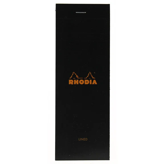 Rhodia Black Head Stapled Pad 7.4X21Cm Sq.Lined 86009C