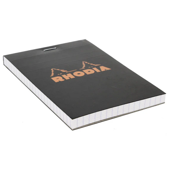 Rhodia Black Head Stapled Pad 8.5X12Cm Sq.5X5 122009C