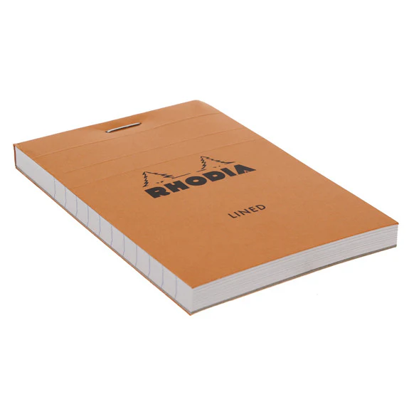Rhodia Orange Head Stapled Pad 7.4X10.5Cm Sq.Lined 11600C