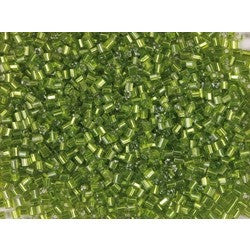 2 Cut Beads Pistachio Silver Inclusion 2mm
