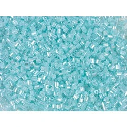 2 Cut Beads Light Mint Transparent Inclusion 2mm