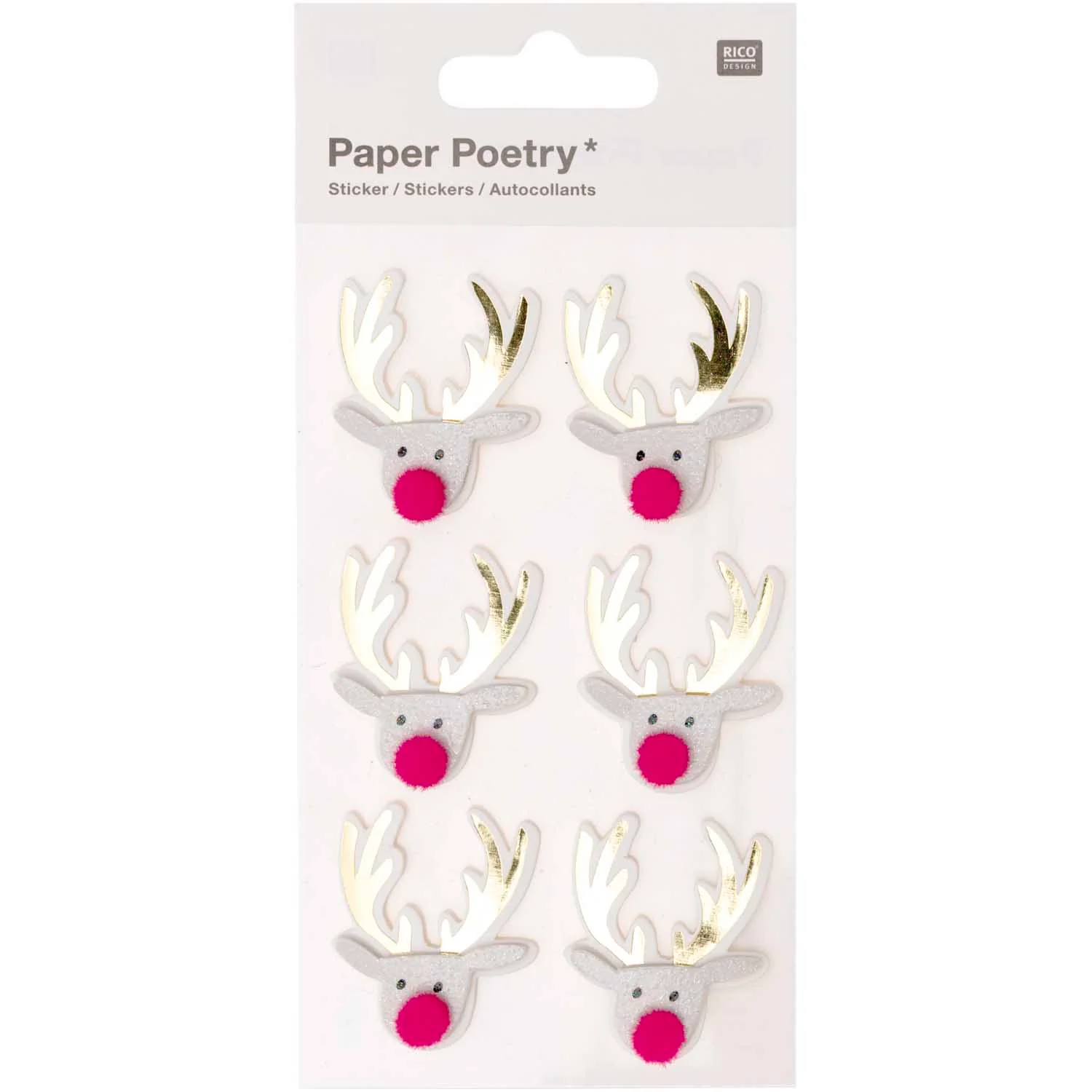 Paper Poetry 3D Christmas Reindeer Stickers Jolly