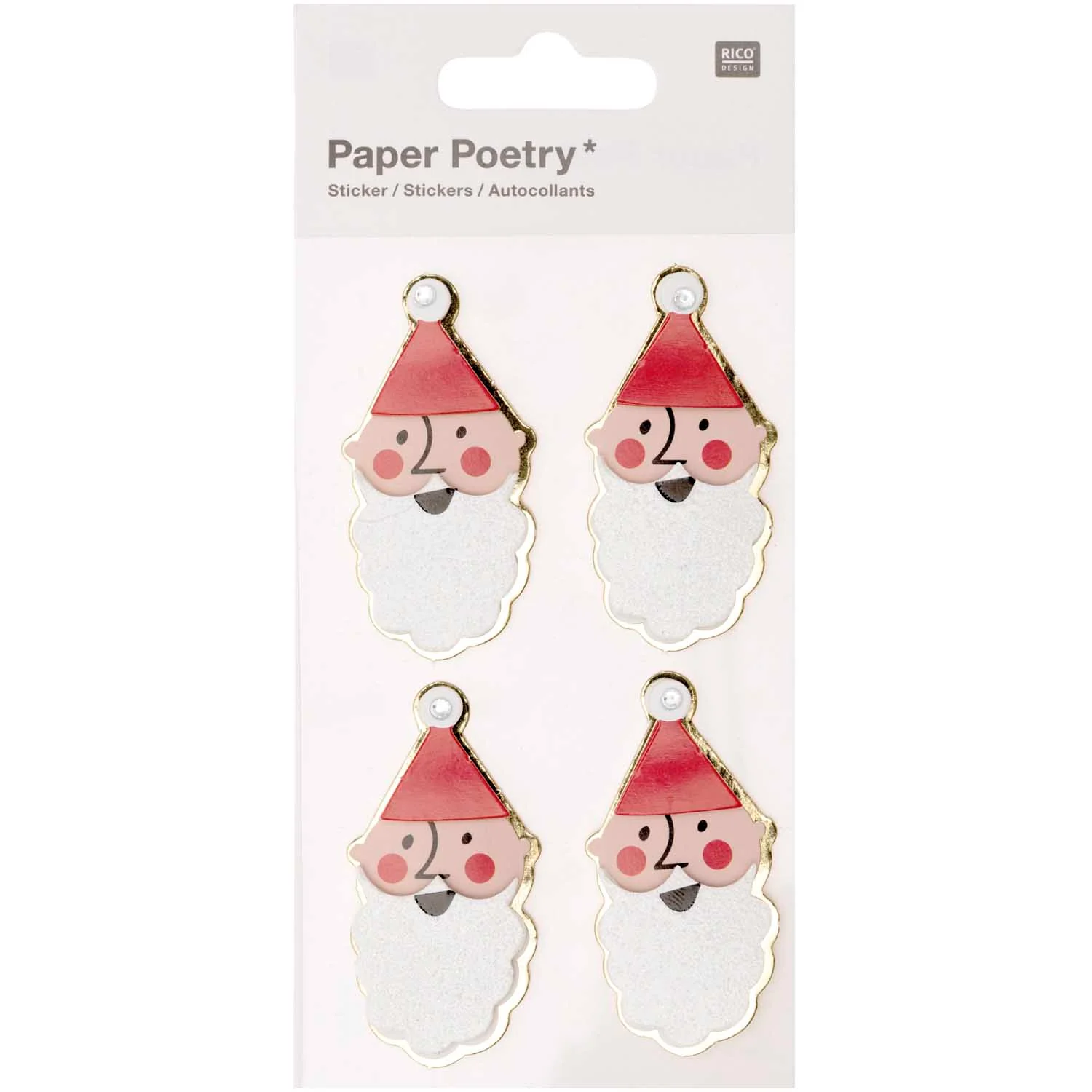 Paper Poetry 3D Jolly Christmas Santa Claus Stickers