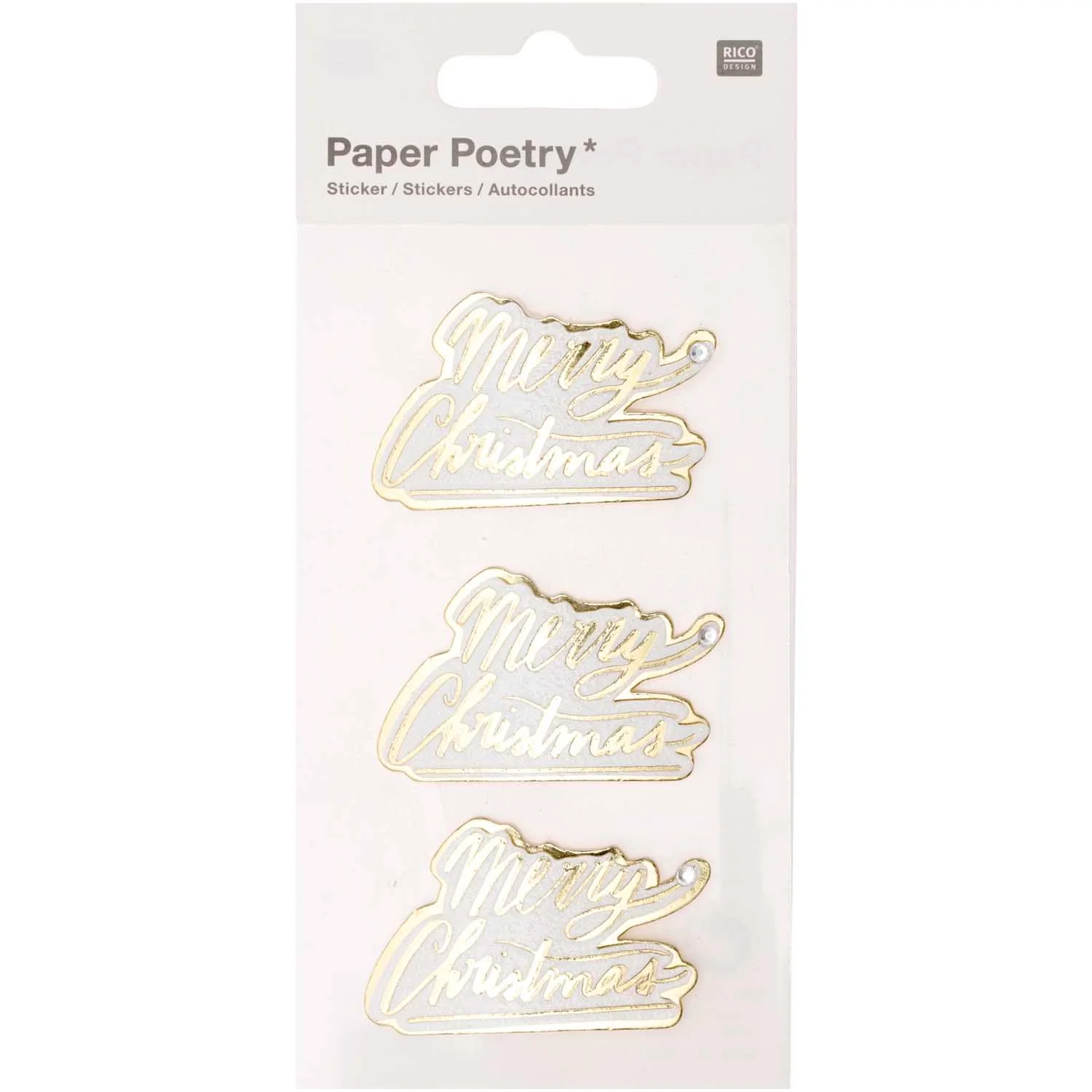 Paper Poetry 3D Merry Christmas Gold Stickers