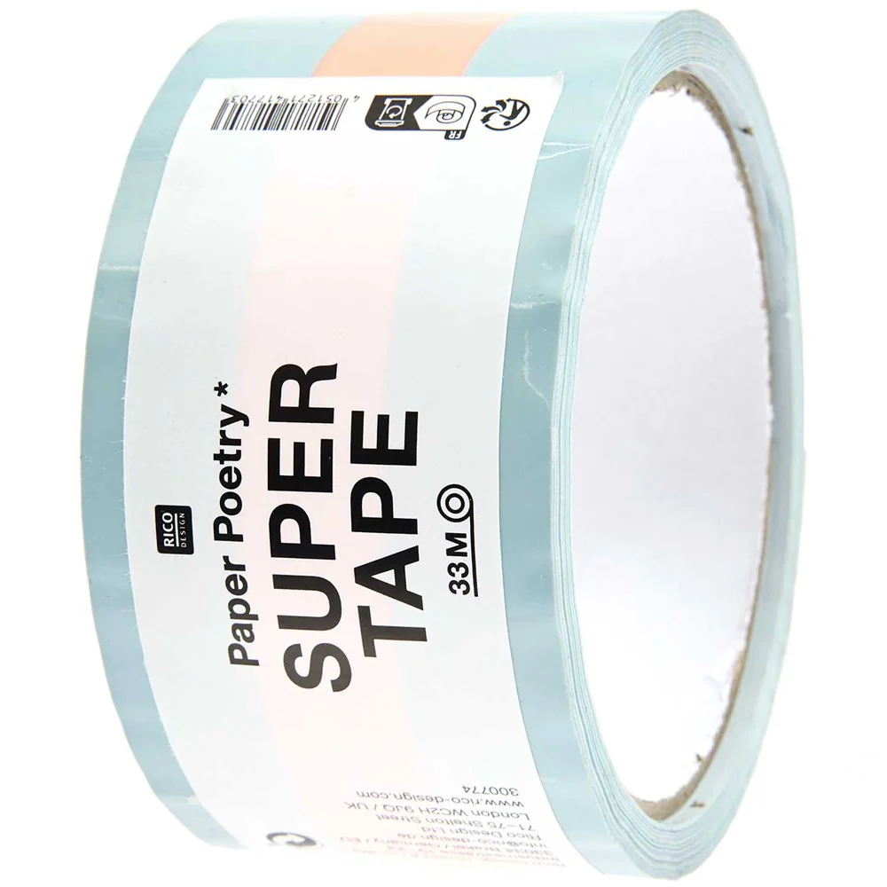 Paper Poetry Parcel Tape Light Blue / Neon Orange - Image 2