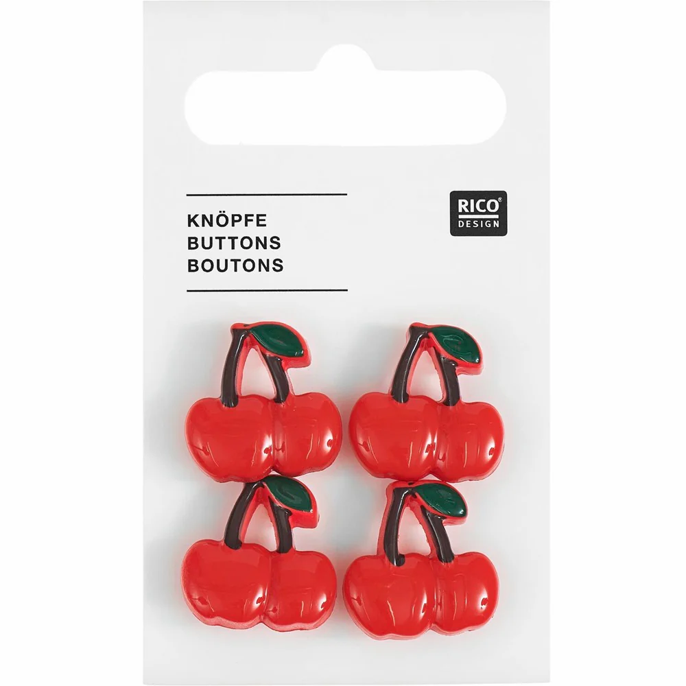 Rico Button Cherry 4pk